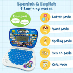 ZeenKind bilingual screen shows English and Spanish words for engaging learning moments.