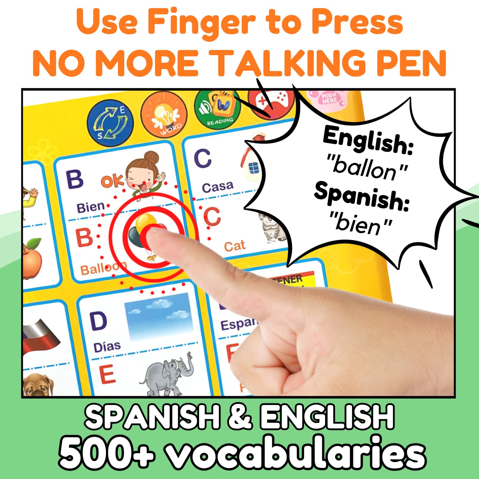 ZeenKind page showing word reading and quiz modes for practice.