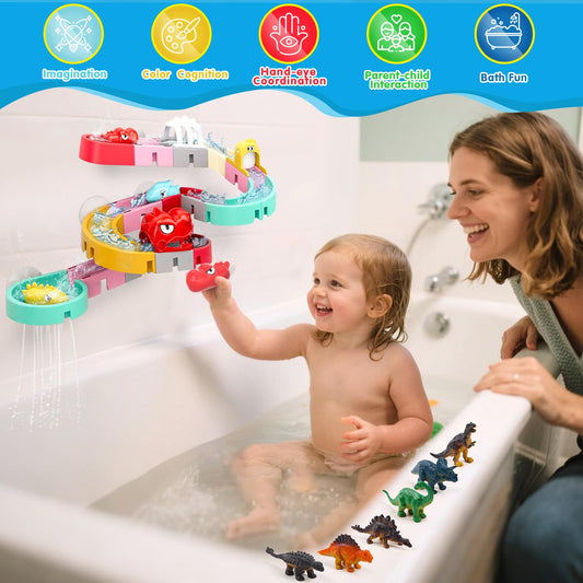 Zeewoo dinosaur cars bath toy for engaging bath play and fine motor practice