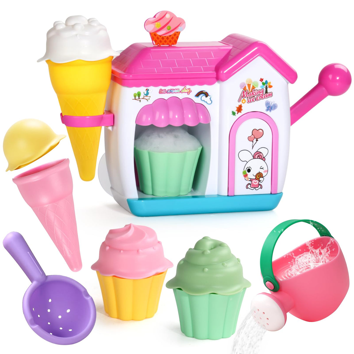 Zeewoo ice cream bath toy foam maker creates rich bubbles for playful baths.