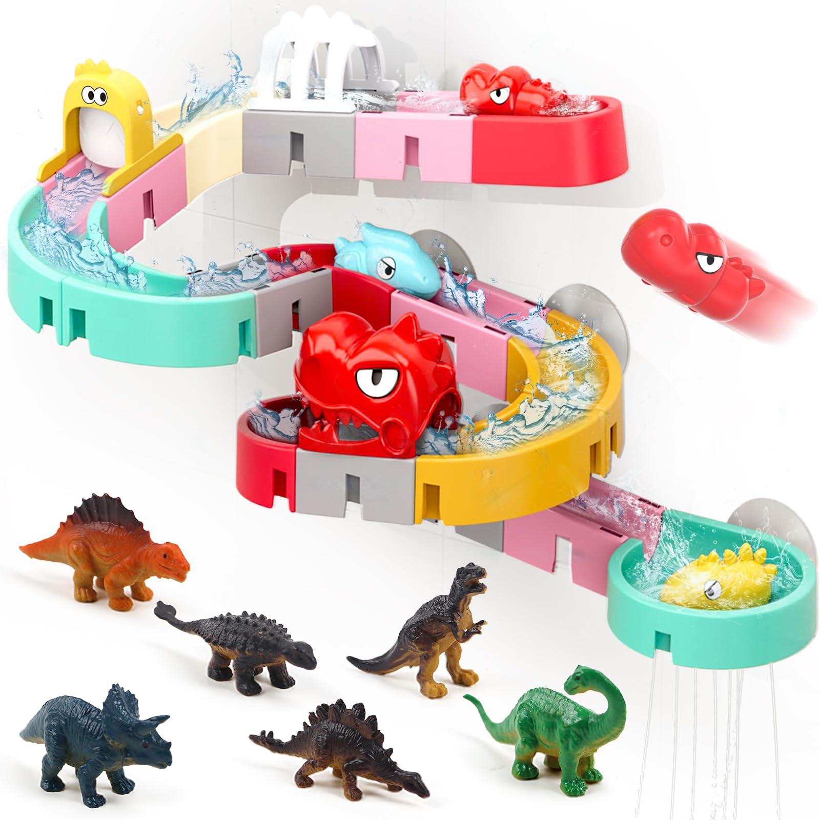 Zeewoo bath toy set with DIY wall track for imaginative bath time play
