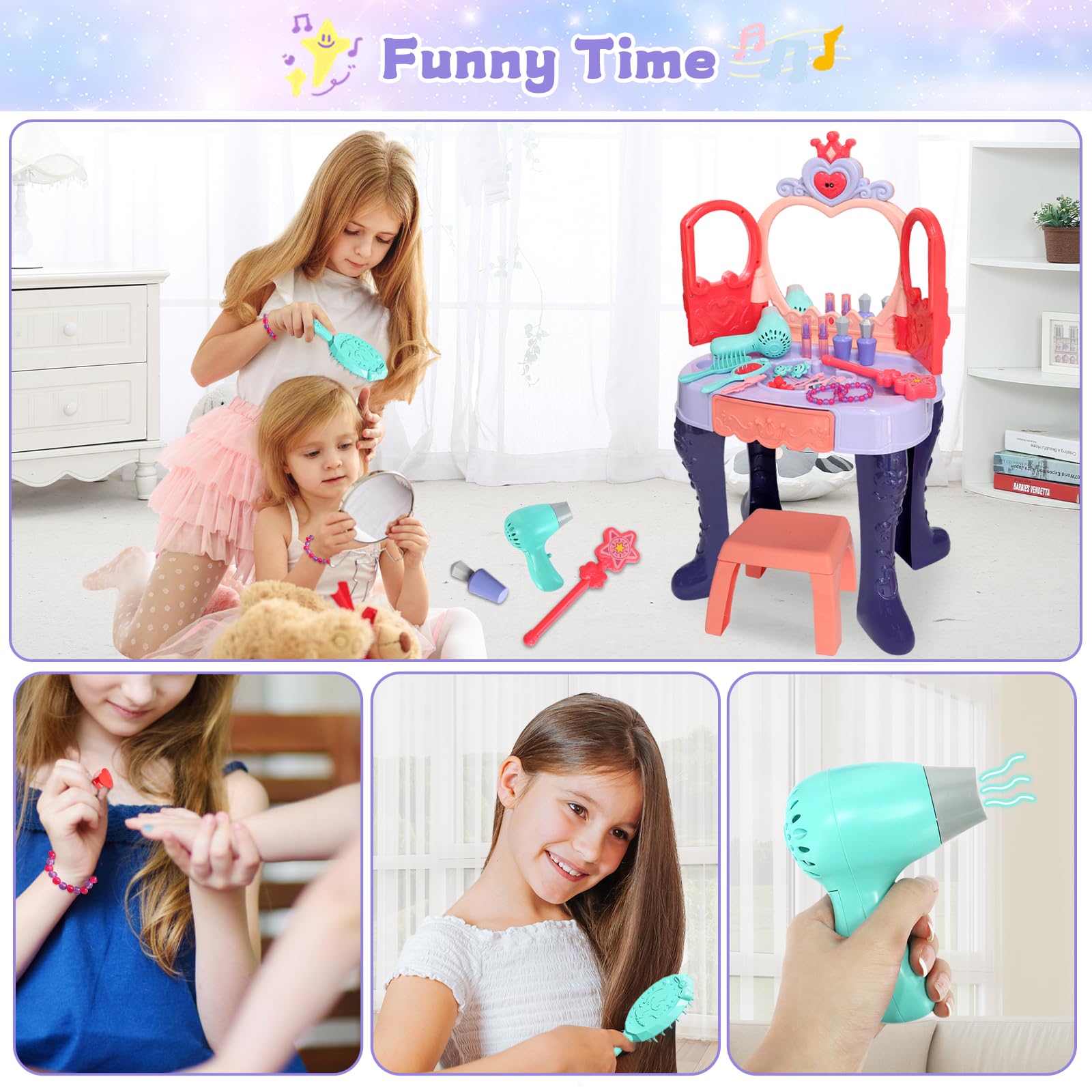 Zefinot makeup accessories included with the vanity set