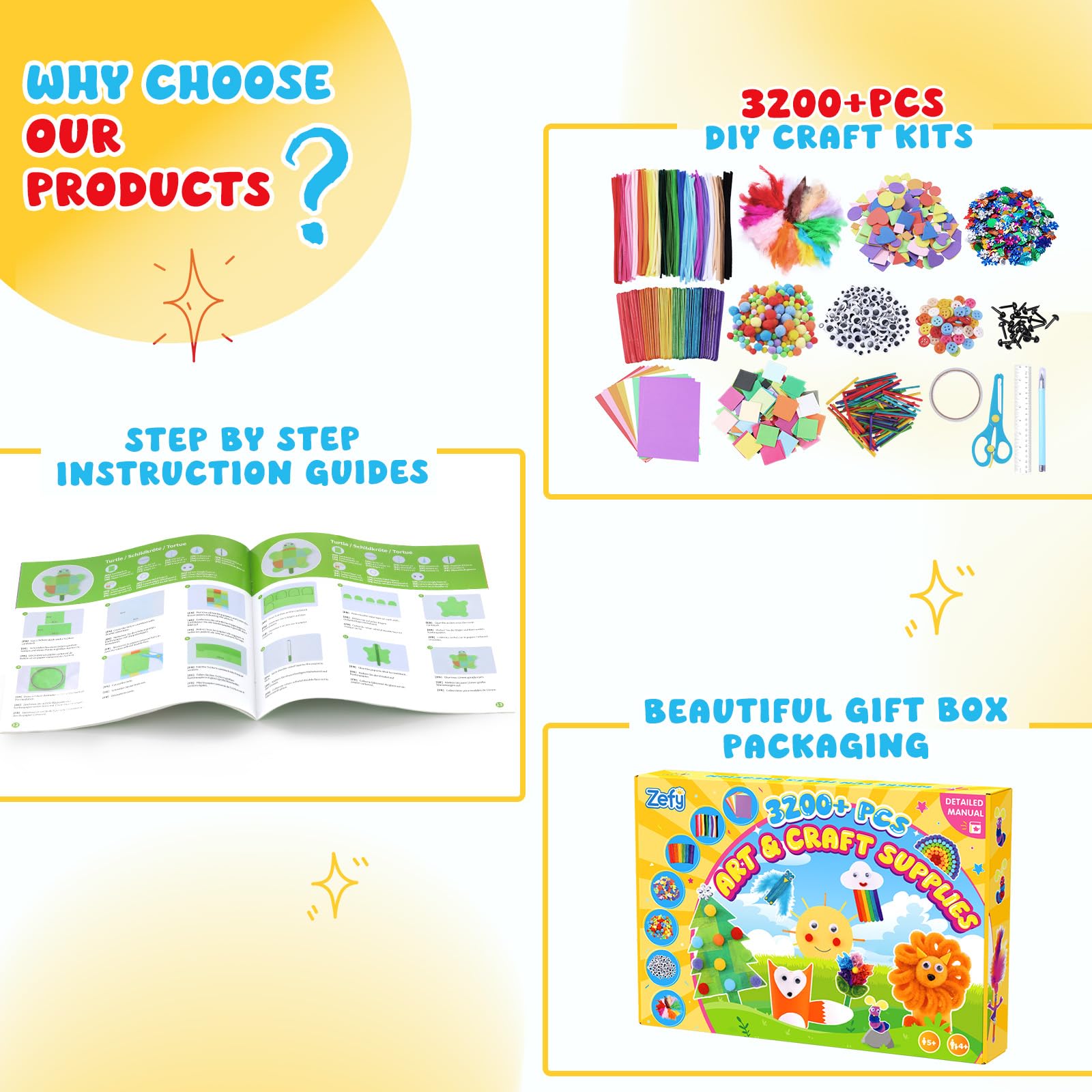 Zefy Google eyes 200-pieces fun details for character crafts.