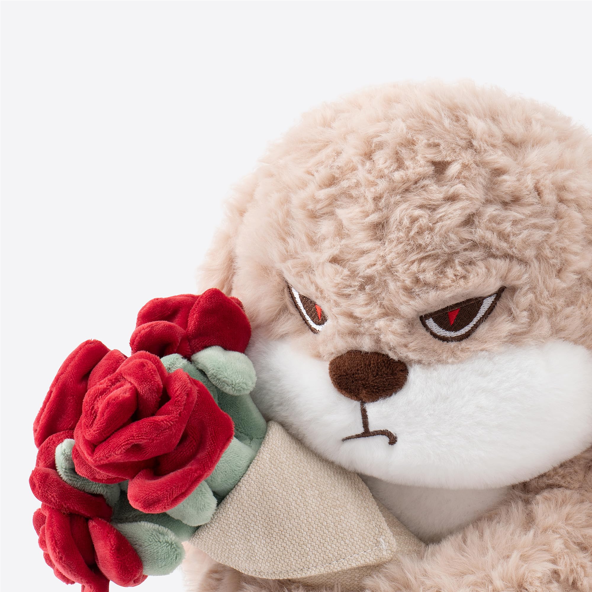 Zeiove bunny plush close-up on embroidered eyes and ears for charming details.