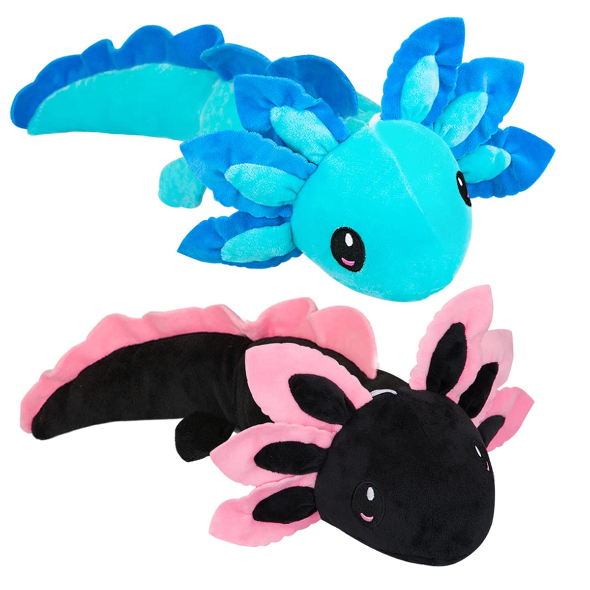 ZEKLZD axolotl plush blue black close-up, incredibly soft for cuddly play.
