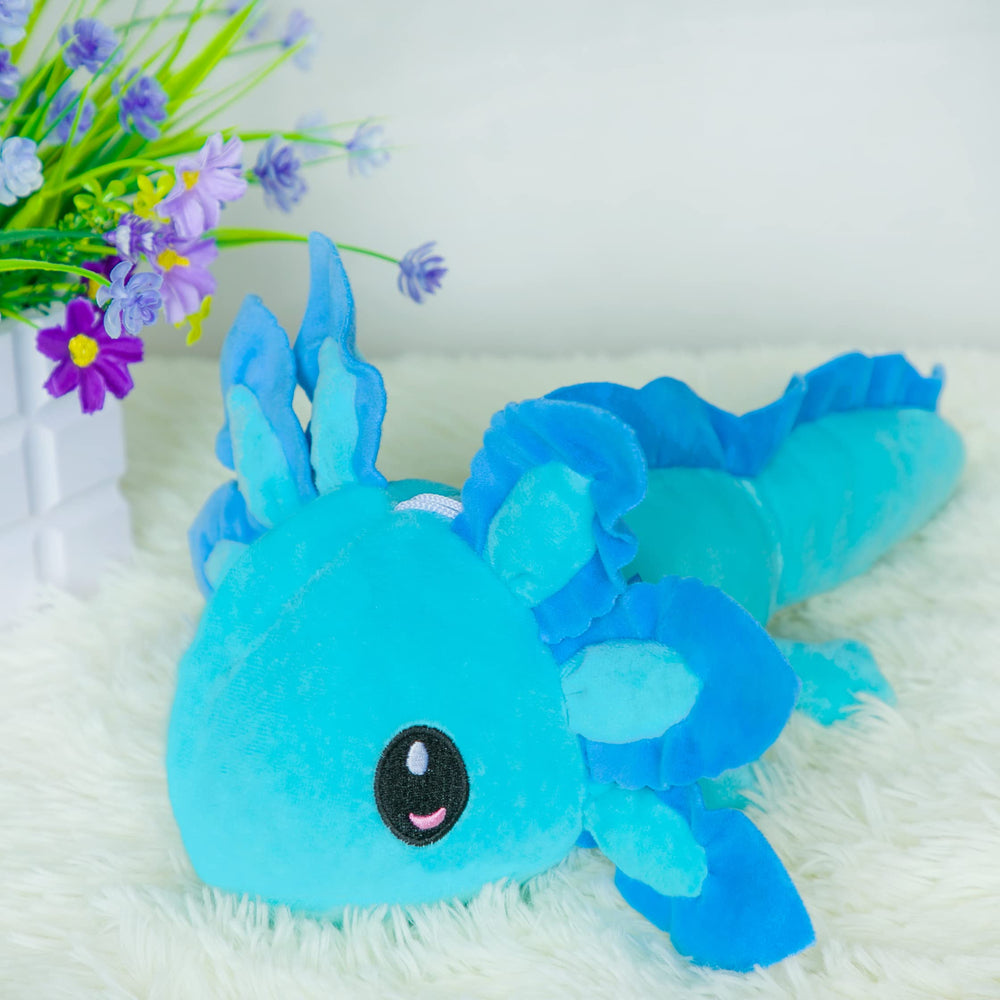 ZEKLZD axolotl plush packaging, vacuum-packed for easy fluffing after unboxing.