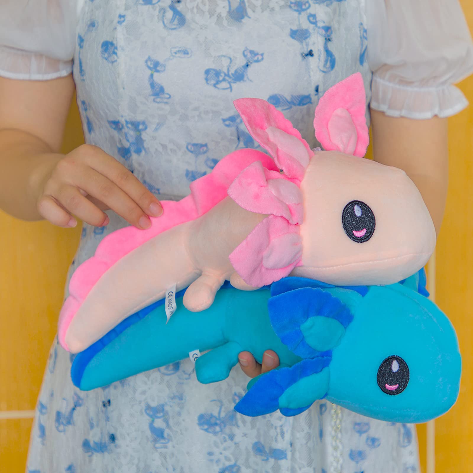 ZEKLZD axolotl plush toy full-body blue-pink as a decorative accent