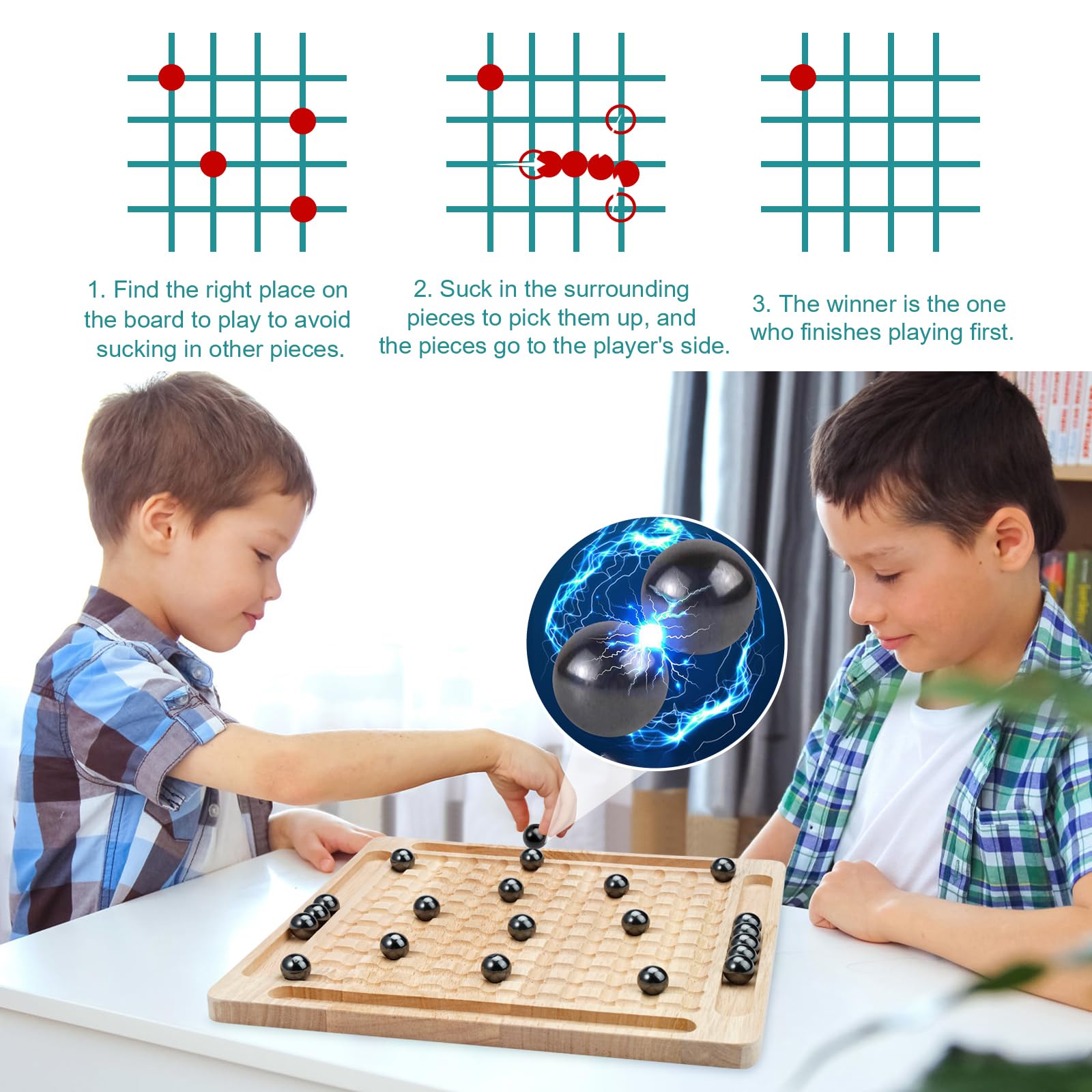 Zelbuck magnetic chess pieces with smooth handling for easy tabletop play.
