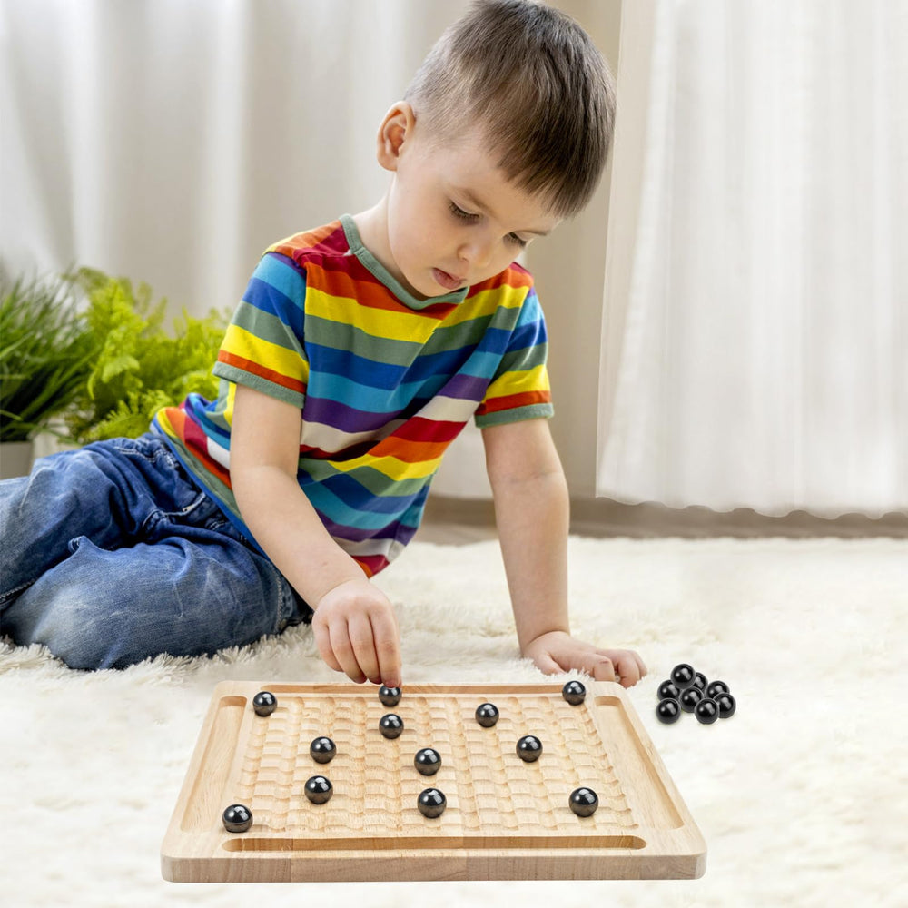 Zelbuck table-top magnetic game closeup showing durable wooden pieces.
