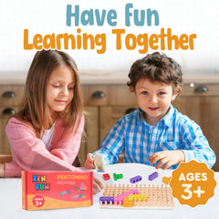 Zen Fun sensory wooden toy offers tactile exploration during puzzle play.