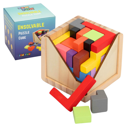 Zen Fun unsolvable puzzle cube front view, ideal for desk-side focus and mindful breaks