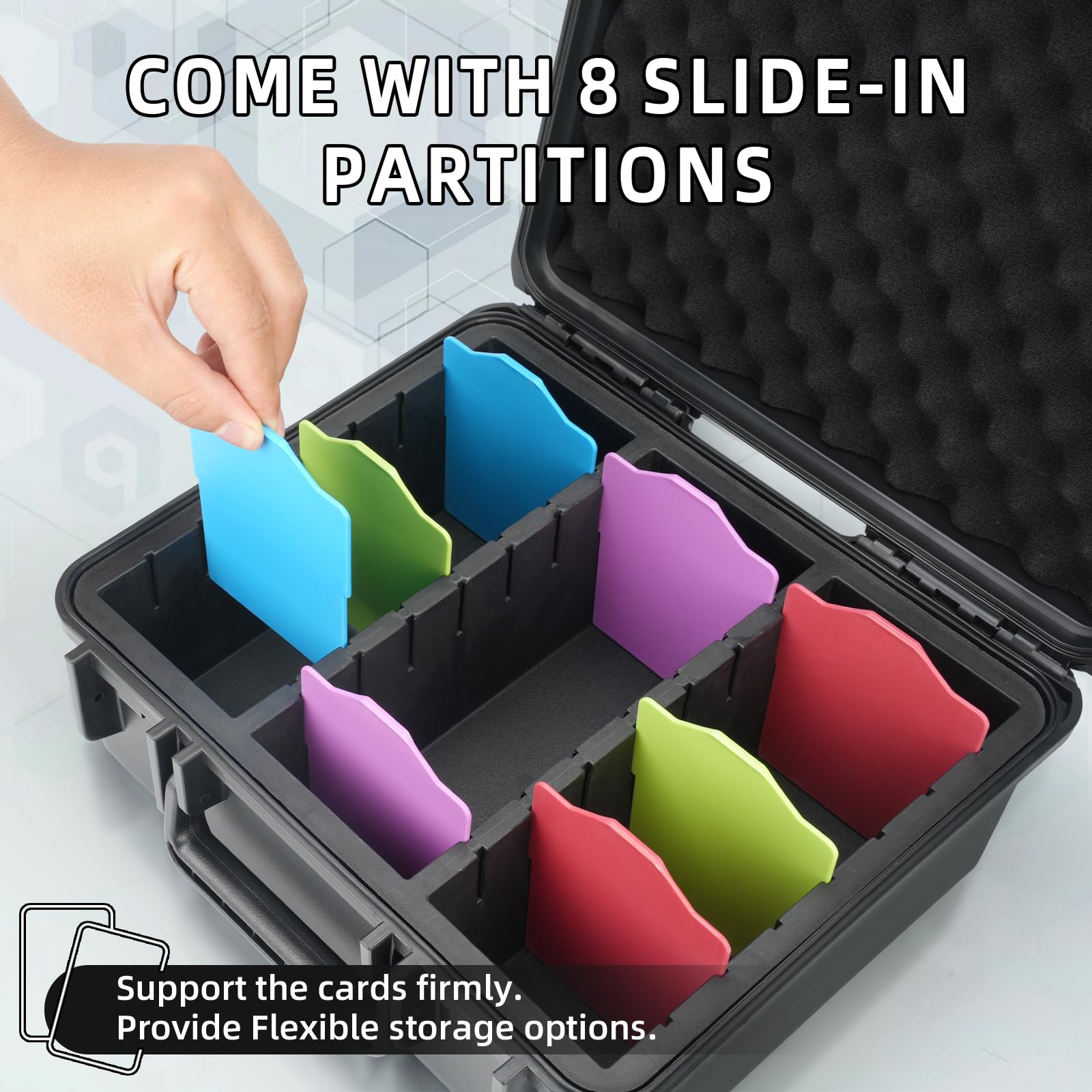 ZENACCE storage box with eight dividers for easy sorting of cards.