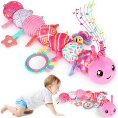 Zendstanding 6-in-1 sensory caterpillar front view highlights plush textures for tactile play.