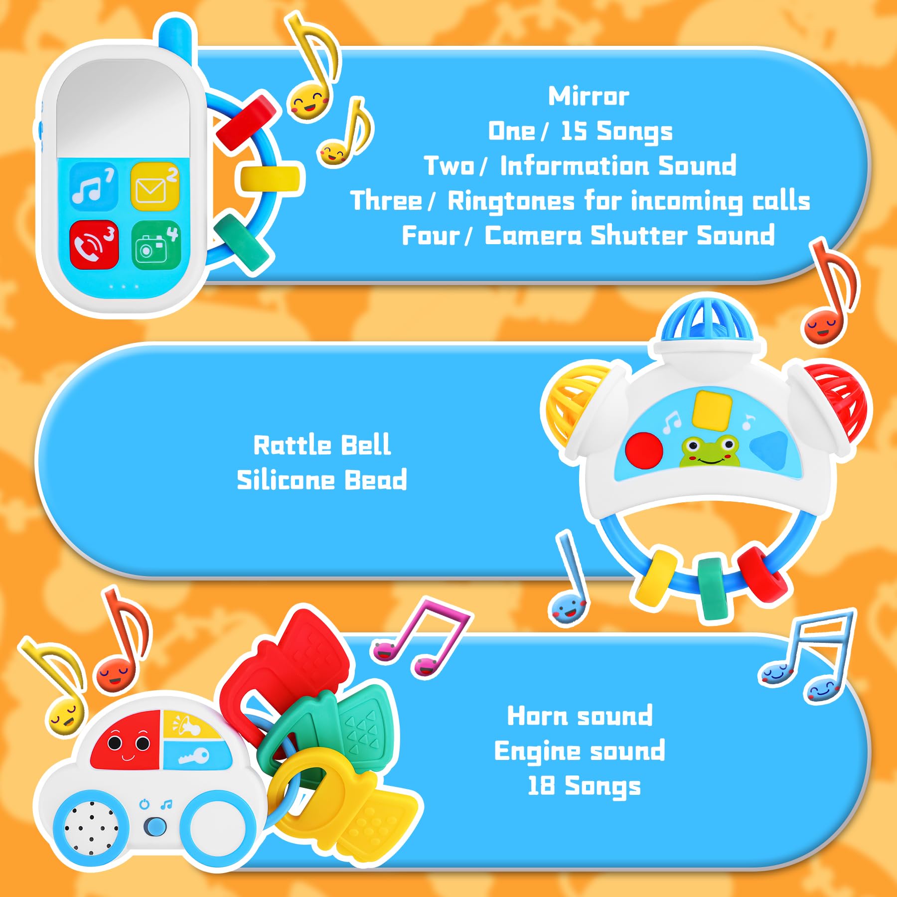 Zendstanding baby toy mini keyboard image; promotes early musical exploration and hand-eye coordination.