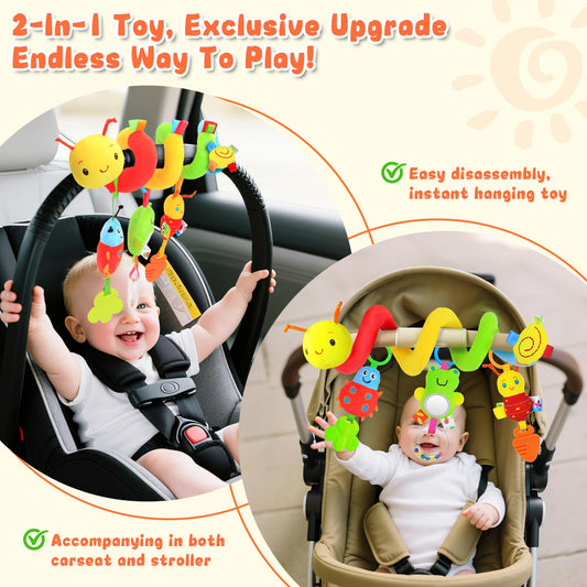Zendstanding bee toy with rattle and teether for teething comfort on rides