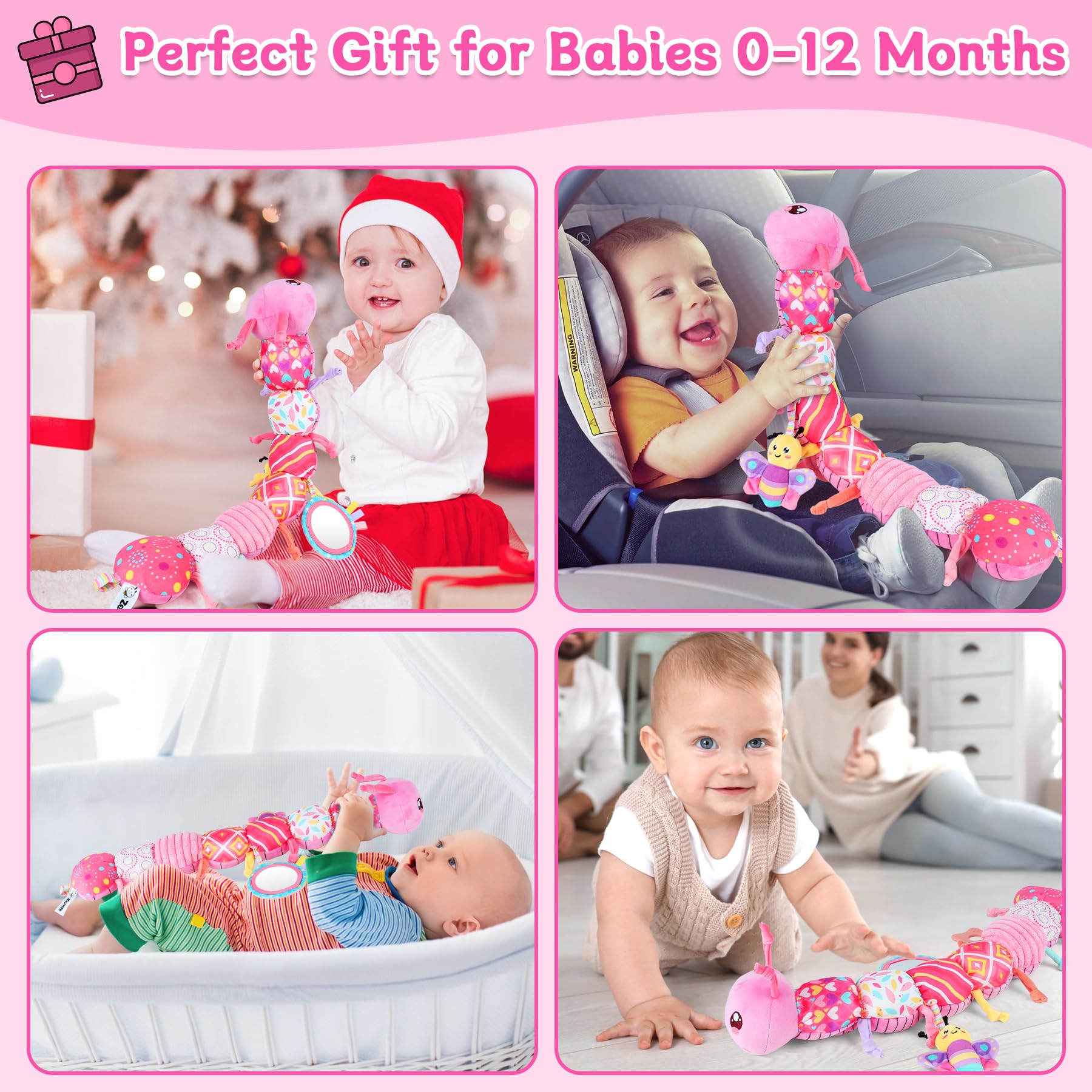 Zendstanding gift-ready caterpillar ideal for baby showers and birthdays.