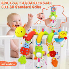 Zendstanding ladybug toy with rattle and textured panel for tactile play