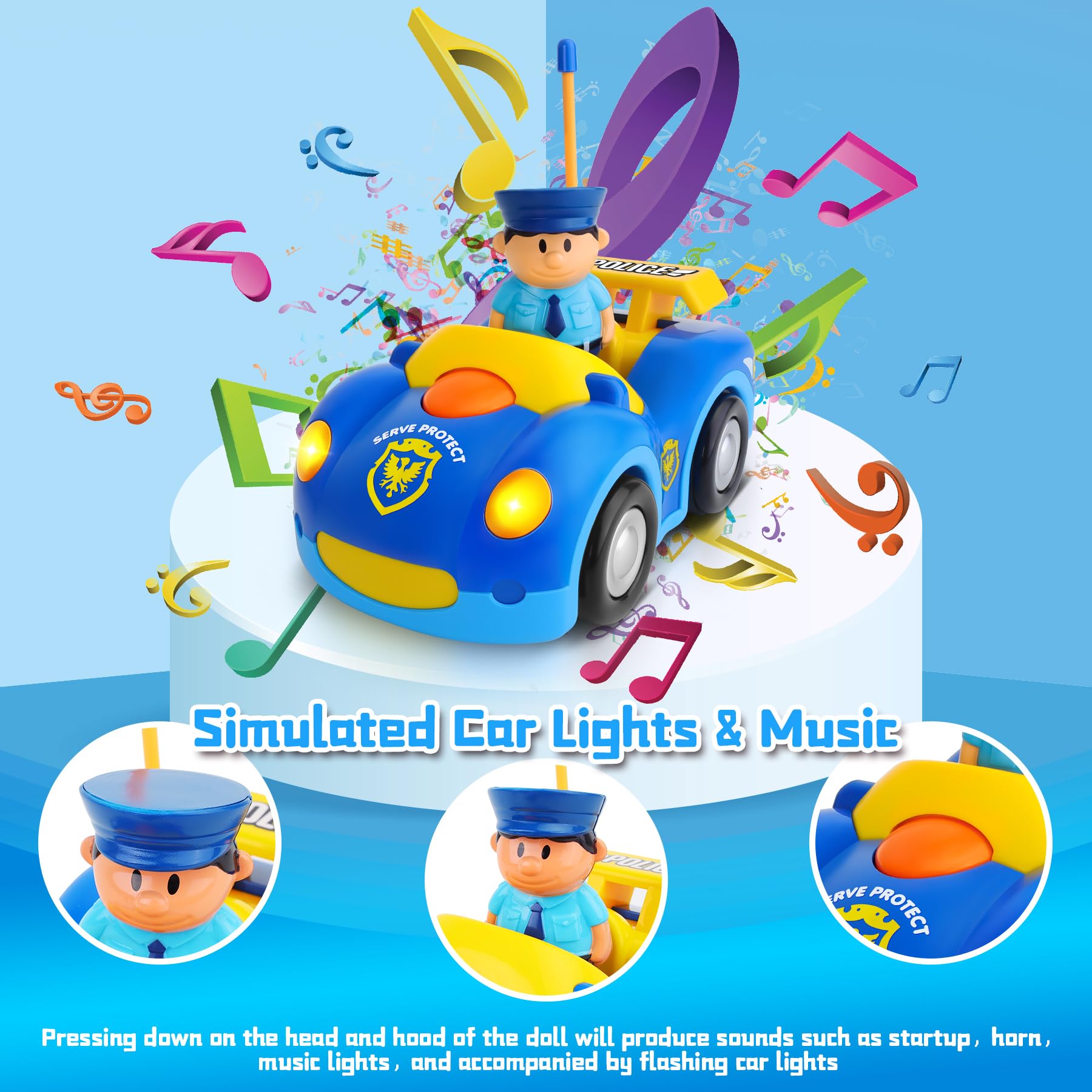 Zendstanding RC car with bright LED headlights for indoor play
