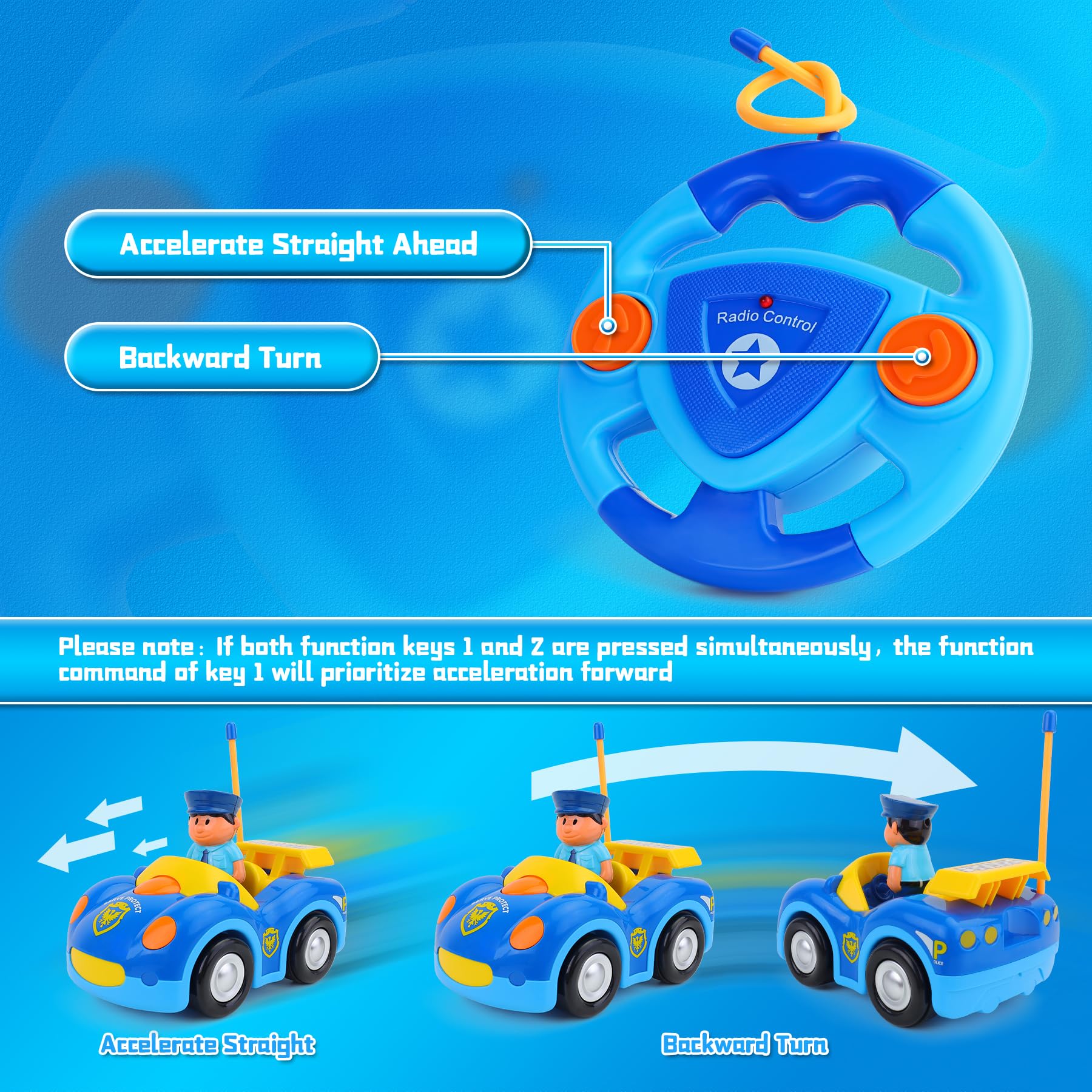 Zendstanding RC car featuring music and horn sounds to enhance pretend stories