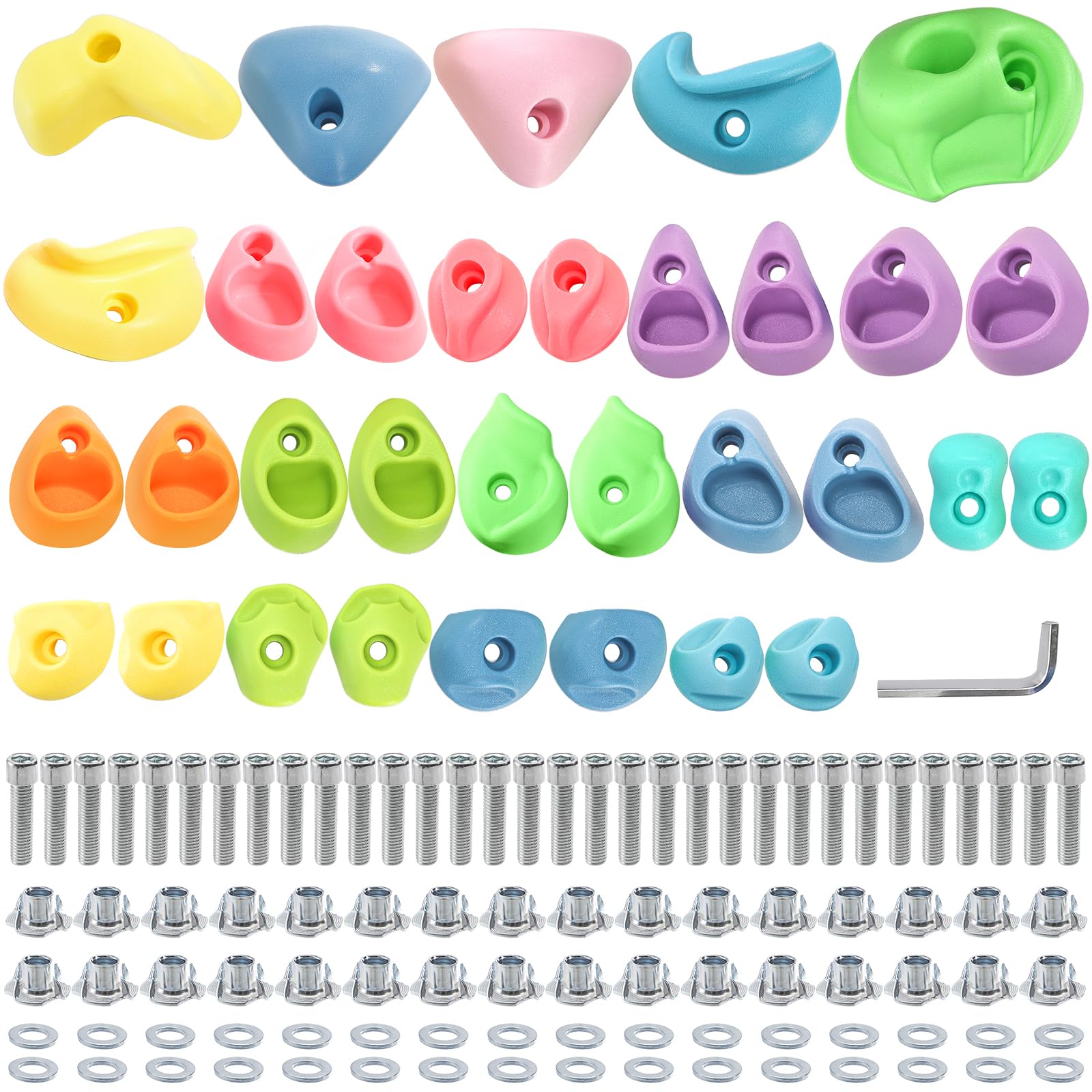 ZENFUN rock holds multi-size color pack for versatile indoor and outdoor climbing