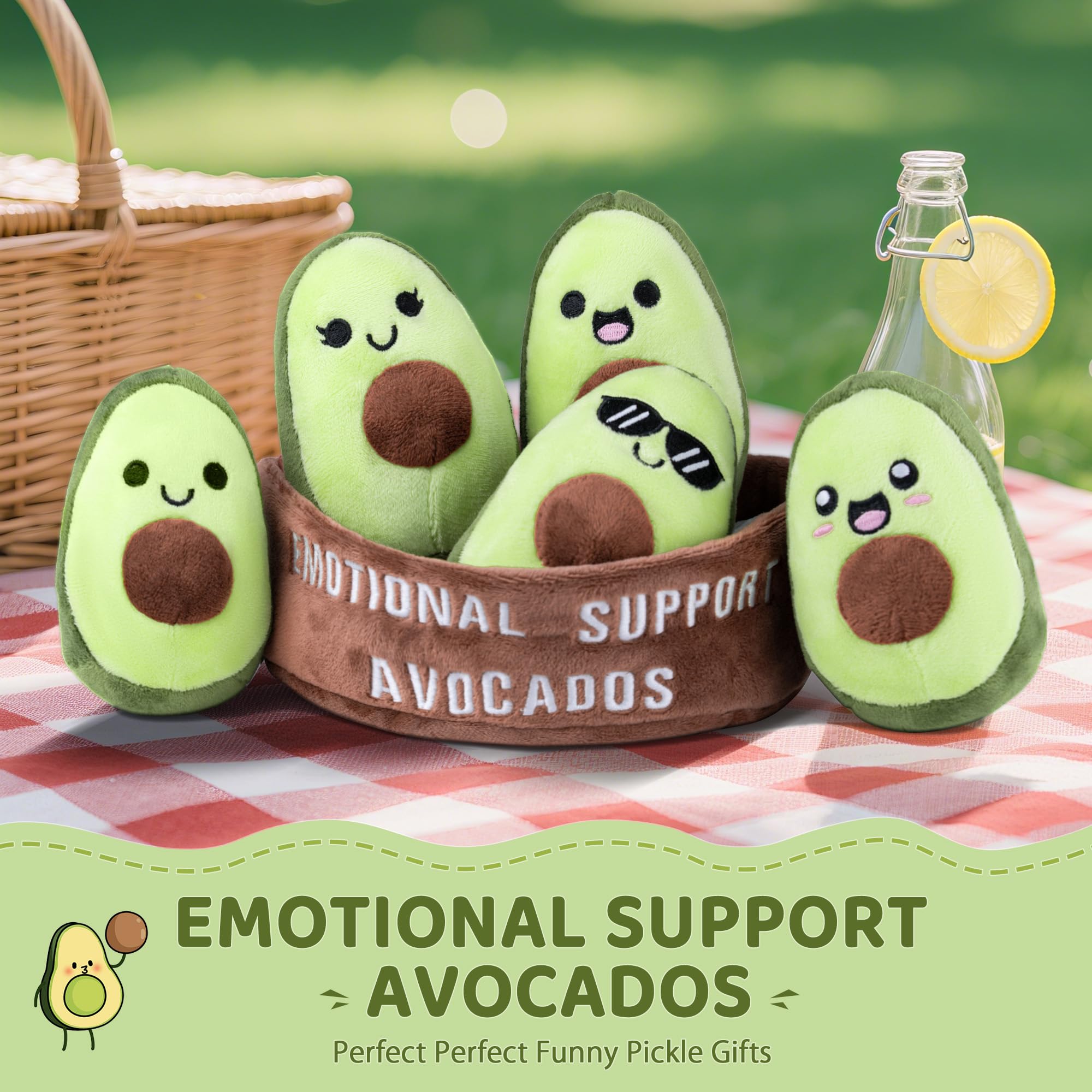 ZENLIV avocado plush collection with unique names and expressions.