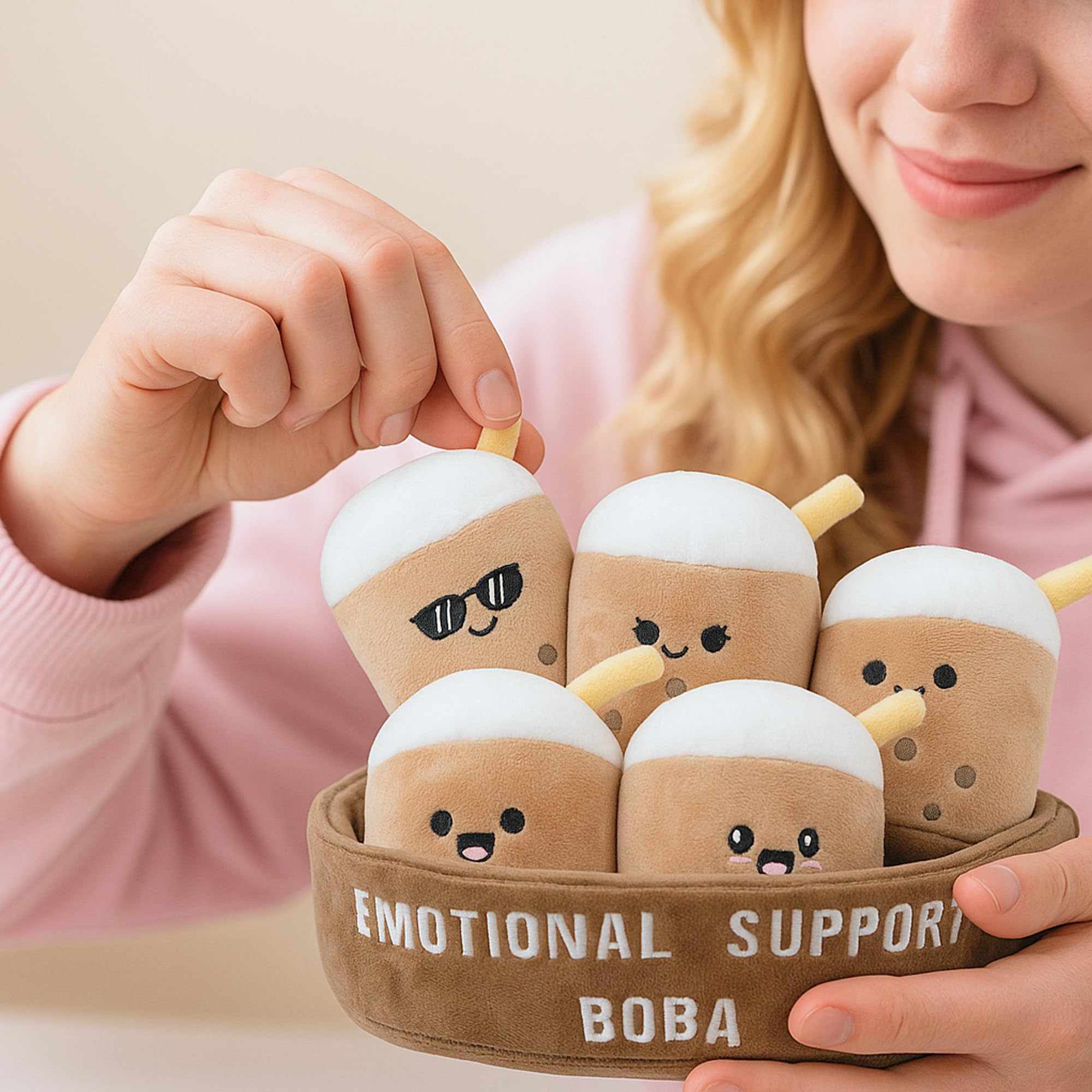 ZENLIV boba pals carrying basket set displayed for gifting and collection