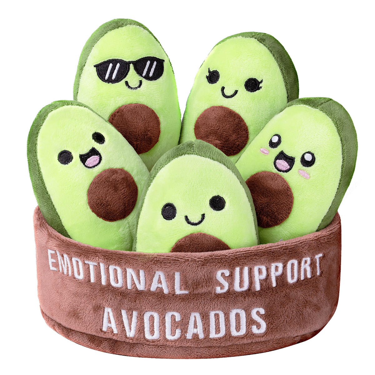 ZENLIV emotional-support avocados plush set displayed for cozy moments.