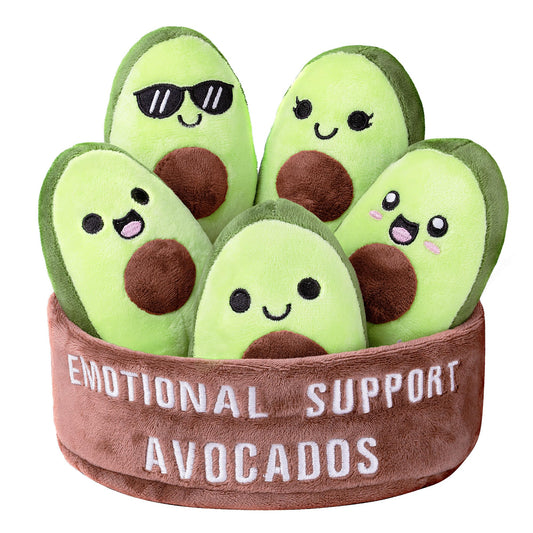 ZENLIV emotional-support avocados plush set displayed for cozy moments.