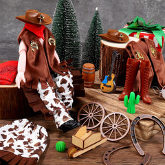 Zenoble horseshoe prop enhances Western elf aesthetic for Christmas décor.