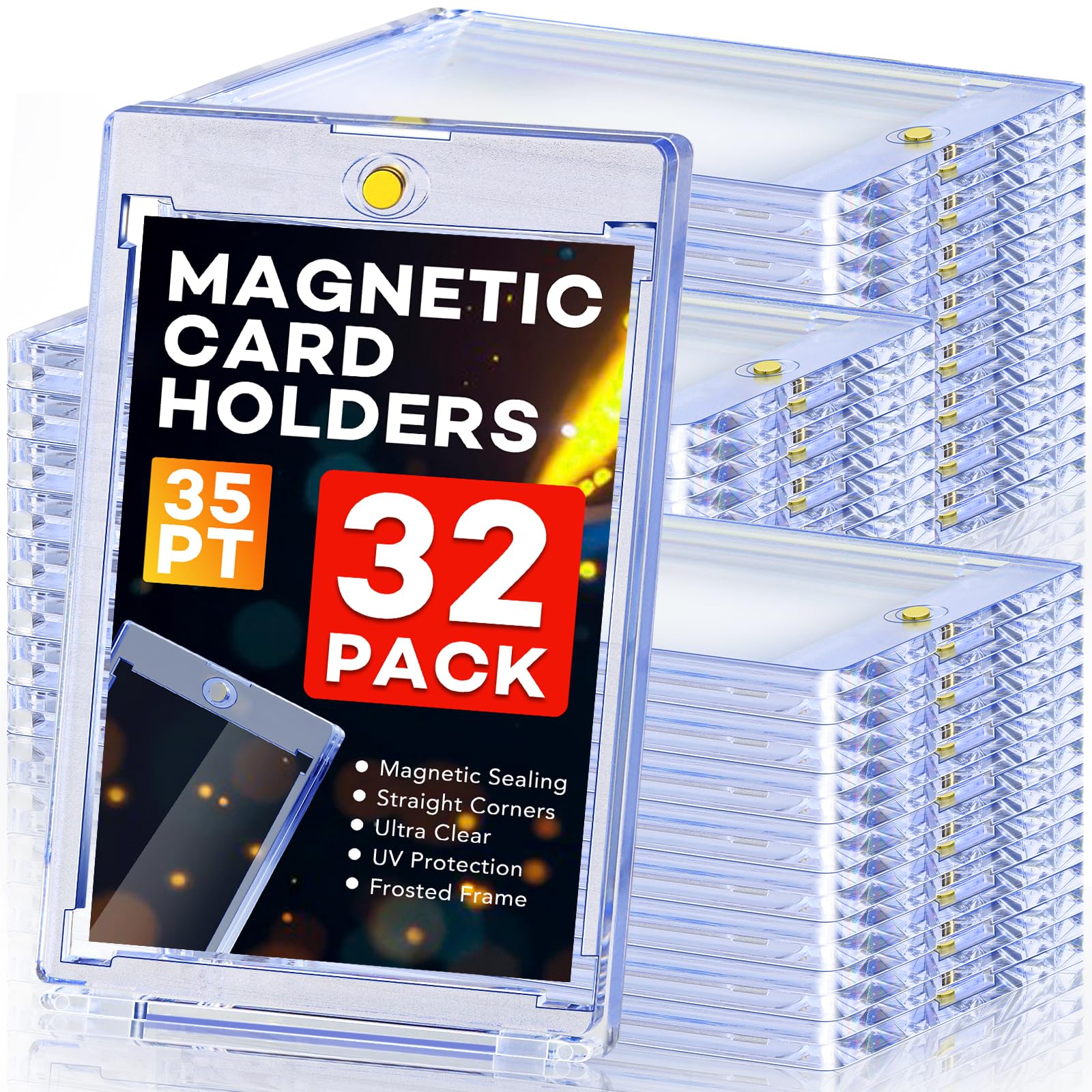 ZENOWICK 32ct magnetic card holders showcase cards with clear acrylic protection.