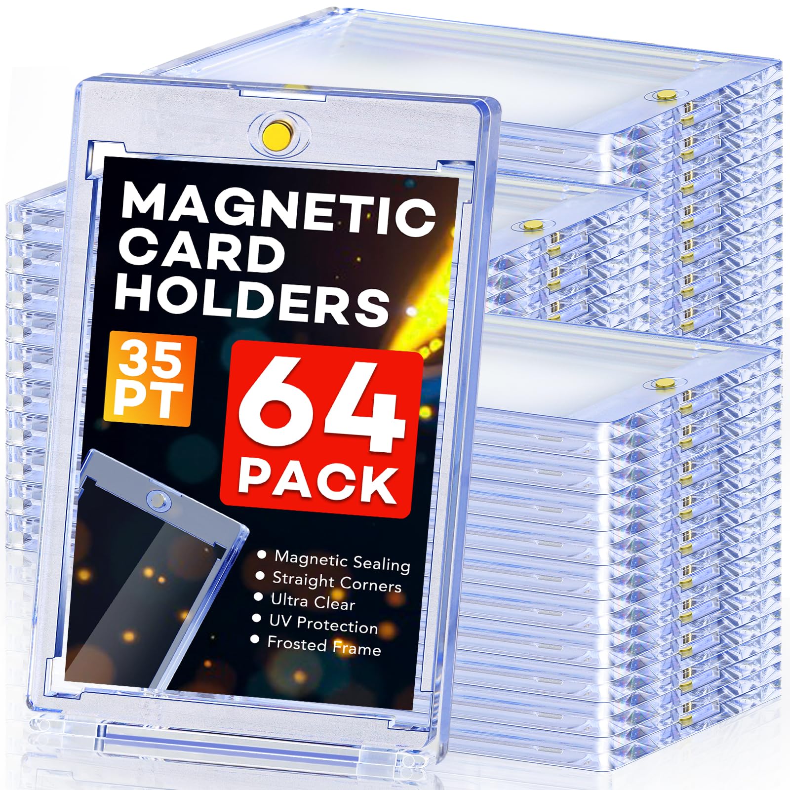 Zenowick 64ct magnetic card holder with strong magnetic closure for secure display.