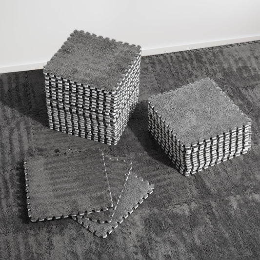 ZENOWICK plush interlocking tile close-up shows soft velvet surface for safe toddler play.