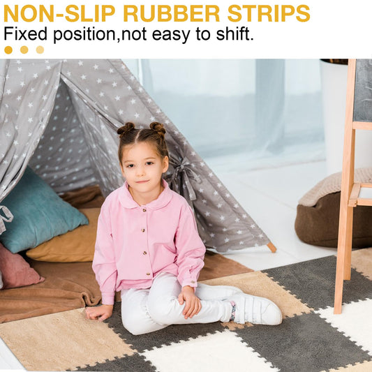 Zenowick plush tiles in white provide a soft, anti-slip area for babies and toddlers.