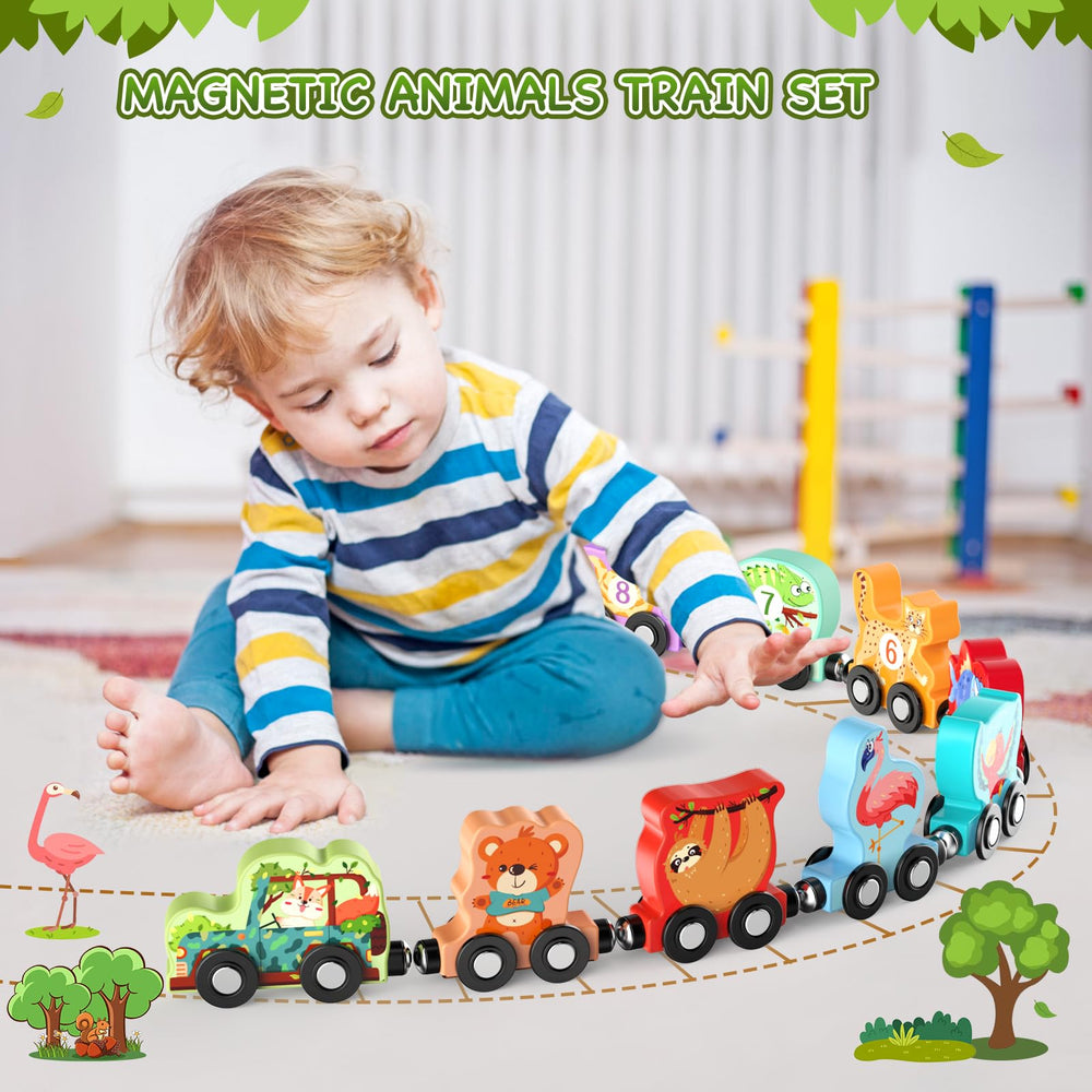 Zeoddler magnetic animal train car-1 encourages counting and number recognition during play