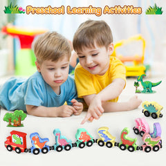 Zeoddler magnetic dinosaur train car-5 piece for on-the-go play.