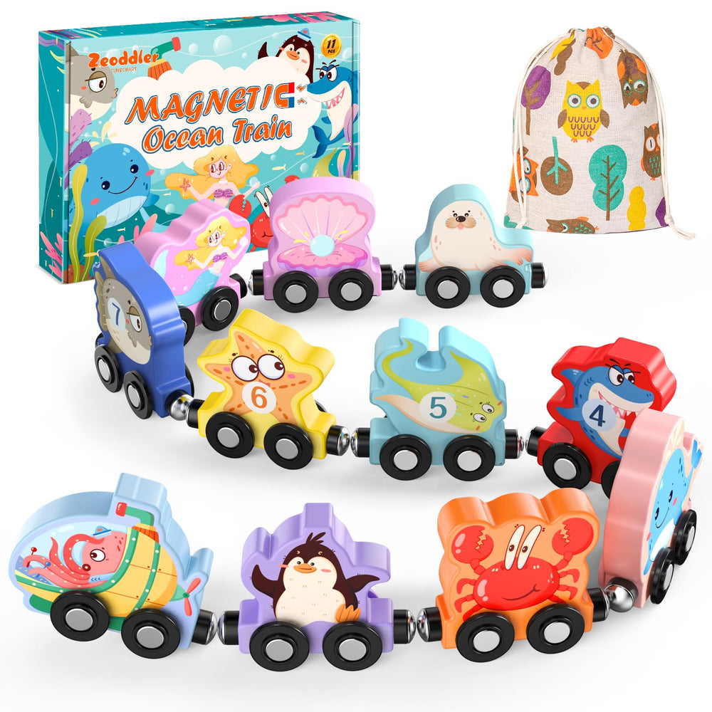 Zeoddler magnetic sea animals train engine boosts imaginative play and coordination