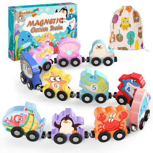 Zeoddler magnetic sea animals train engine boosts imaginative play and coordination