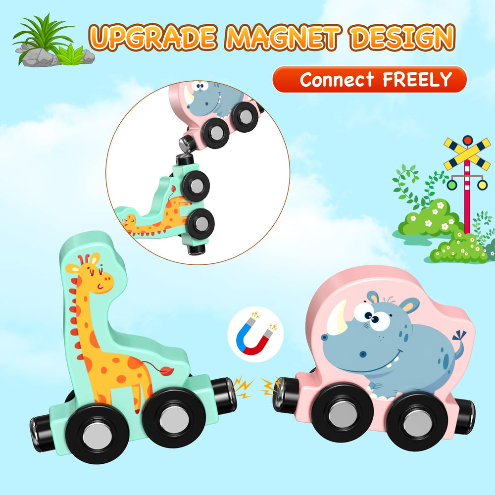 Zeoddler magnetic train pieces with connectors for easy assembly