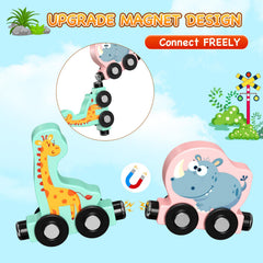 Zeoddler magnetic train pieces with connectors for easy assembly
