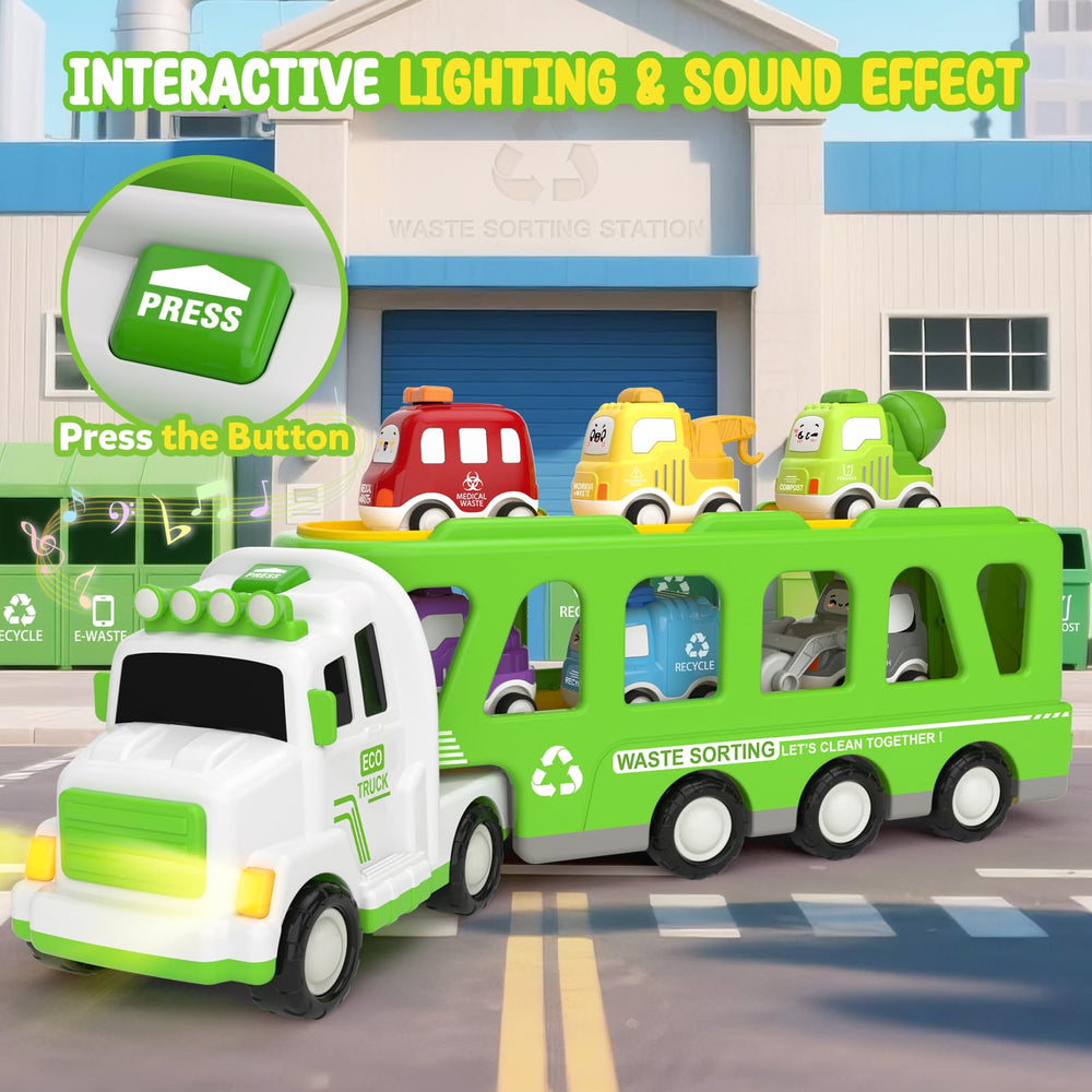 ZERDROFY trash truck with cars encourage hands-on fine motor skills during play