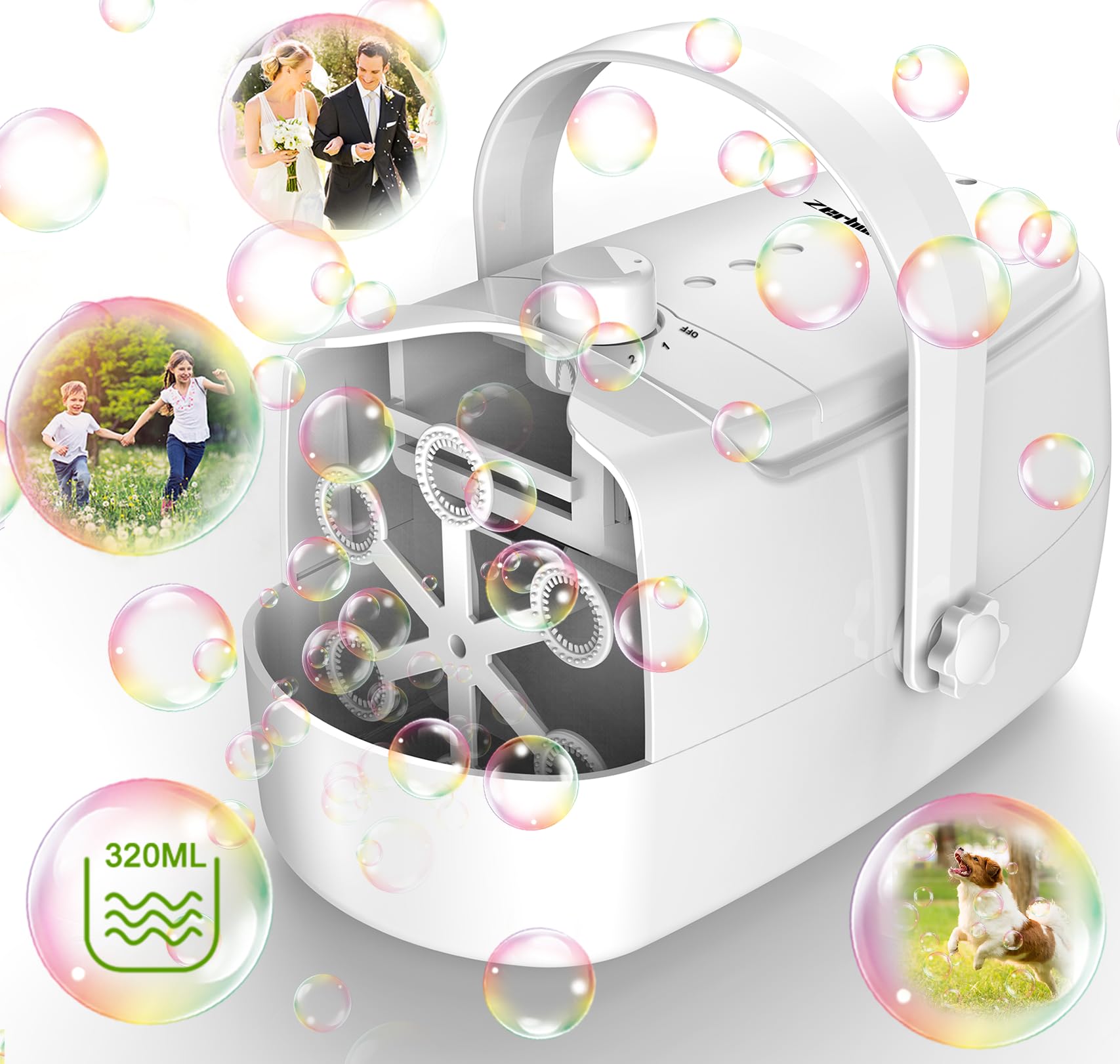 Zerhunt bubble machine high-output bubble stream for vibrant outdoor fun.
