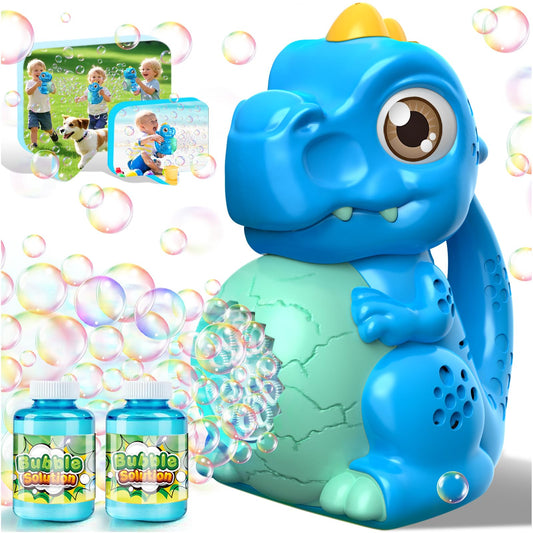 Zerhunt dinosaur bubble machine in action for outdoor party fun.