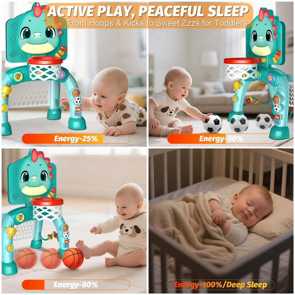 Zerhunt Toddler Sports Center LED lights add visual stimulus during playtime.