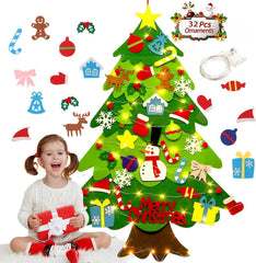Zerkbiey felt Christmas tree on wall for toddlers supports hands-on learning.