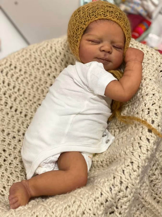 Zero Pam full-body soft vinyl doll showing realistic skin texture for comforting snuggles