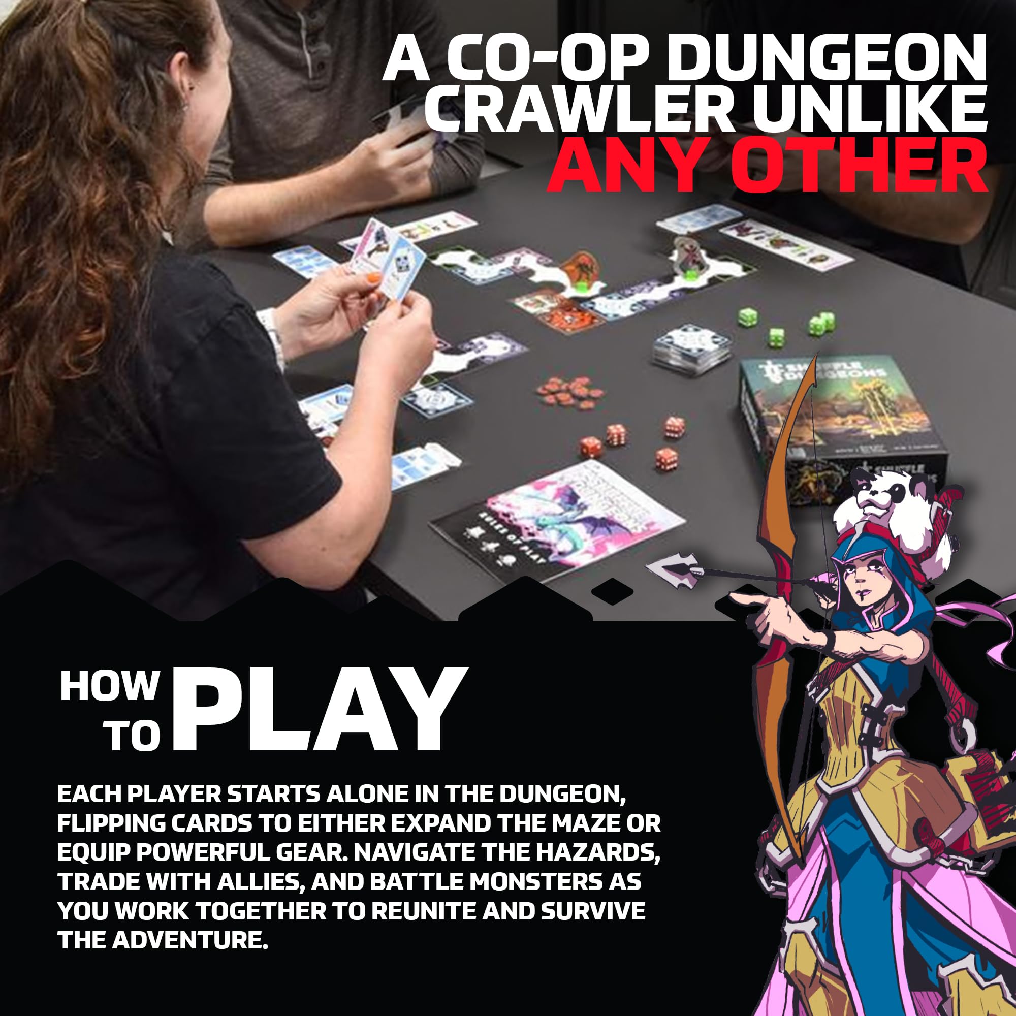 Zero Strategy Games Shuffle Dungeons featuring eight unique heroes for cooperative play.