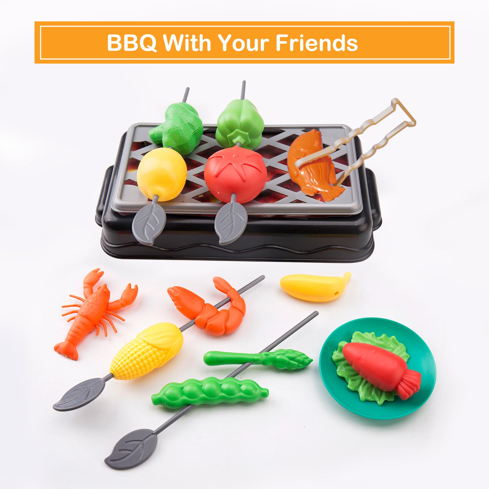 Zero Zoo 105Pcs kitchen set BBQ skewers for grilled meal pretend