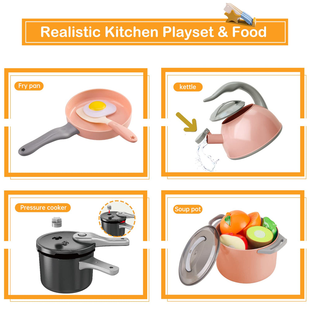 Zero Zoo 105Pcs kitchen set condiments and ingredients for pretend cooking