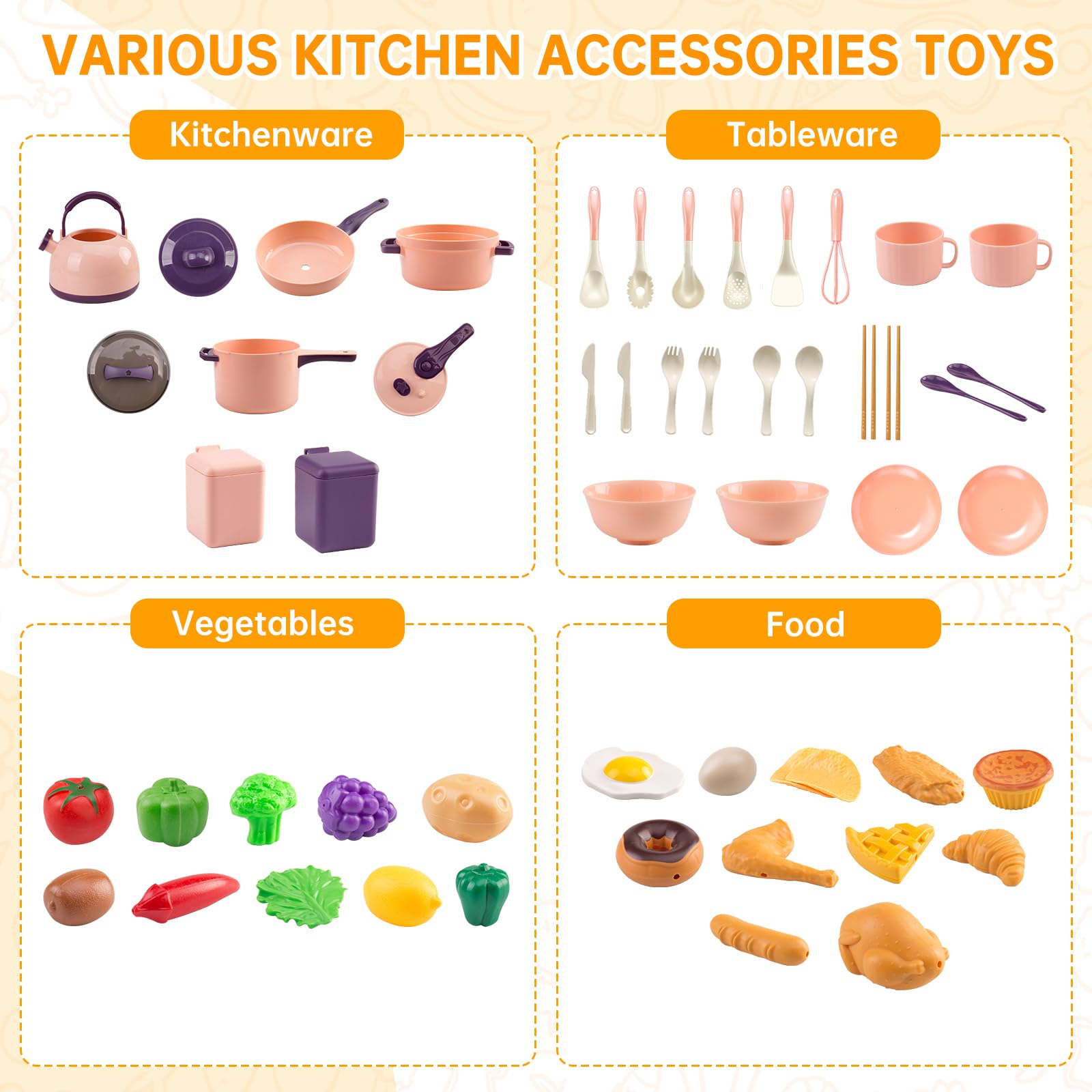 Zero Zoo pink play kitchen accessories 04: colorful pieces inspire joyful pretend meals