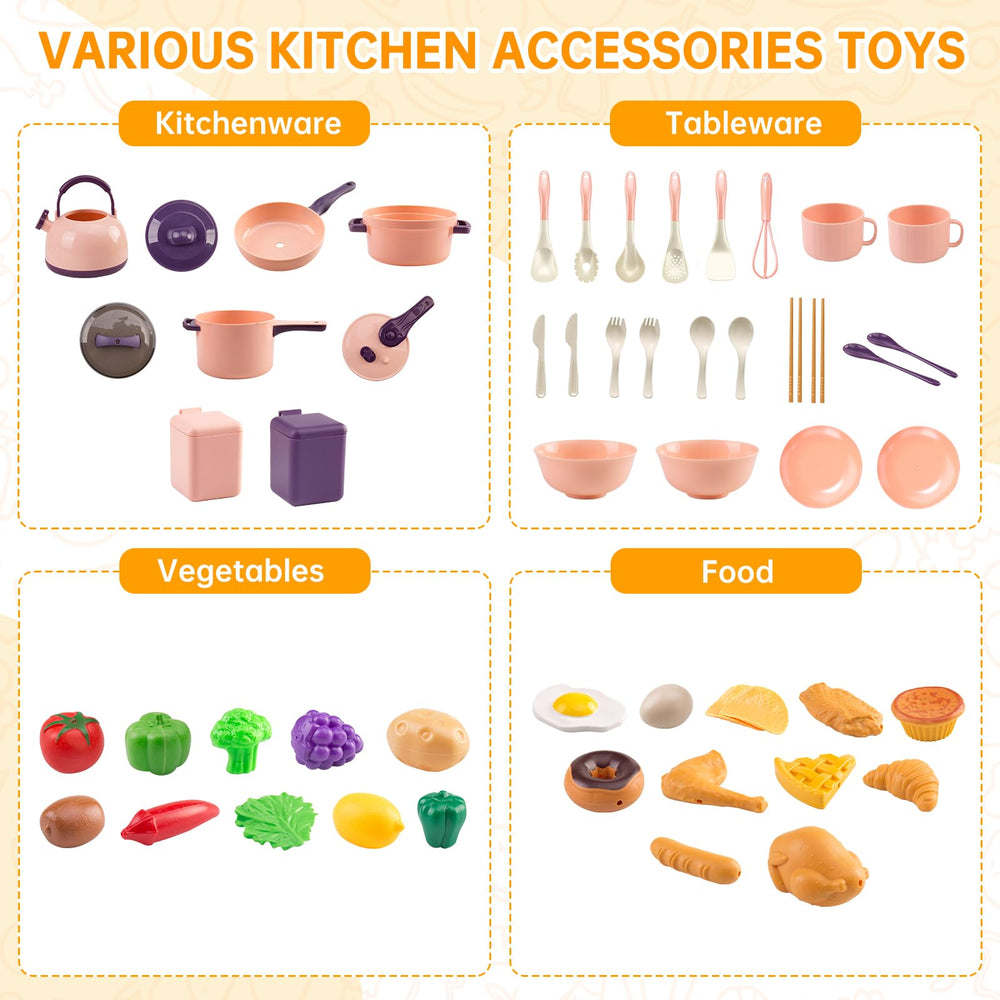 Zero Zoo pink play kitchen accessories 04: colorful pieces inspire joyful pretend meals